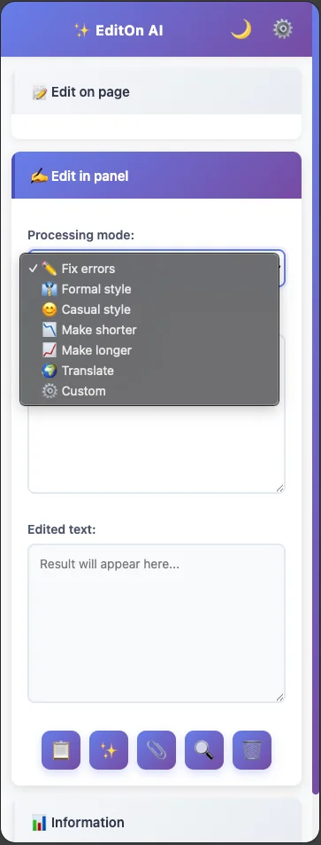 EditOn AI Panel - Light Theme